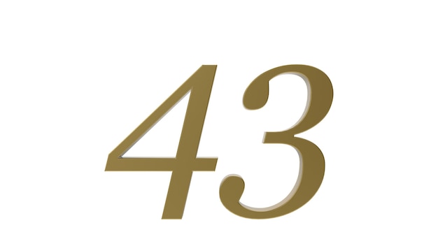 43 gold number 3d illustration rendering