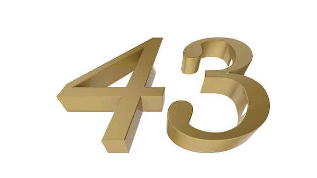 43 gold number 3d illustration rendering