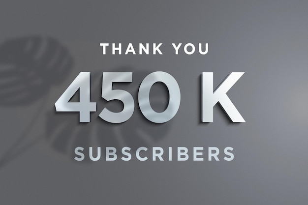 450 k subscribers celebration greeting banner with steel design