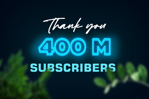 450 Million subscribers celebration greeting banner with glow design