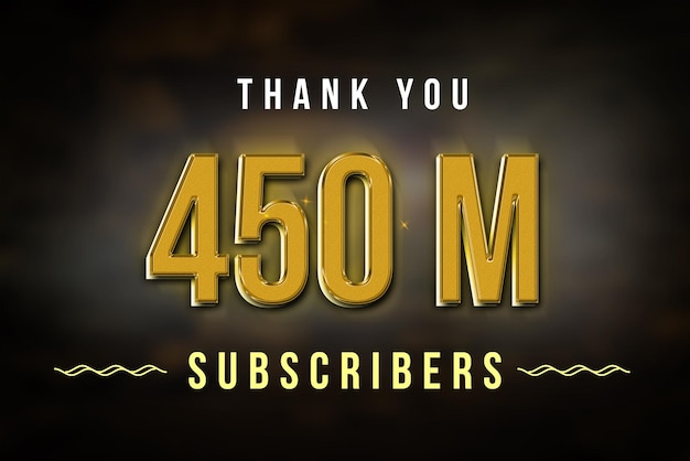 450 million subscribers celebration greeting banner with golden design
