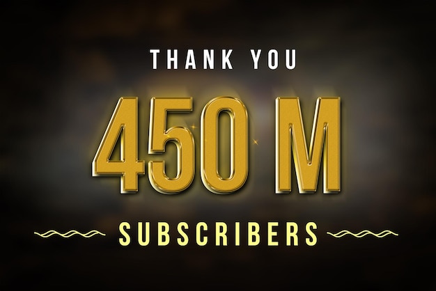 450 Million subscribers celebration greeting banner with golden design