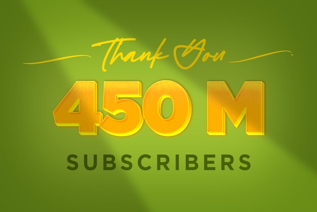 450 Million subscribers celebration greeting banner with Yellow design