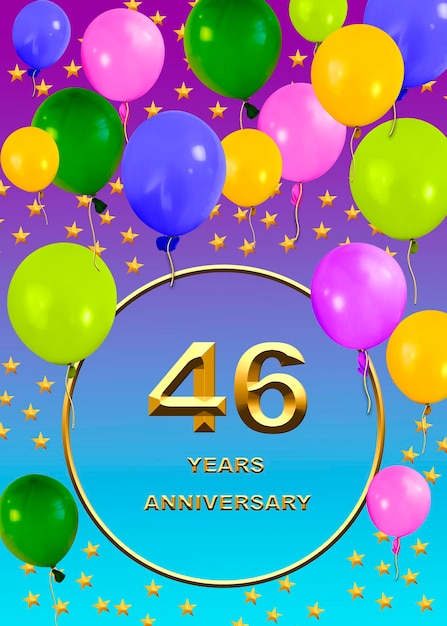 46 anniversary golden numbers on a festive background poster or card for anniversary