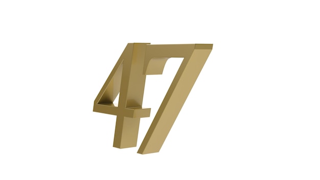 47 gouden nummer 3d illustratie rendering