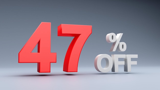 47 Percent Off Text in 3D Red 47 Off 3D Text 47 Распродажа 47 Off Sale Text