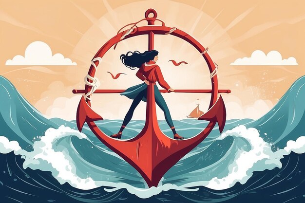 Photo 48 illustrate a person sailing through rough seas with a selflove anchor