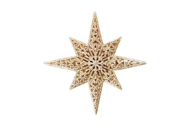 4840 Golden christmas star decoration isolated on a transparent background