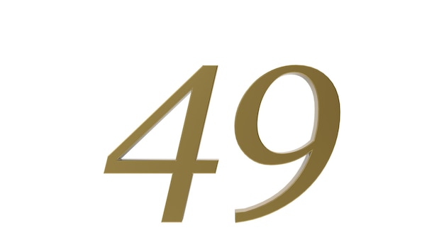 49 gold number 3d illustration rendering