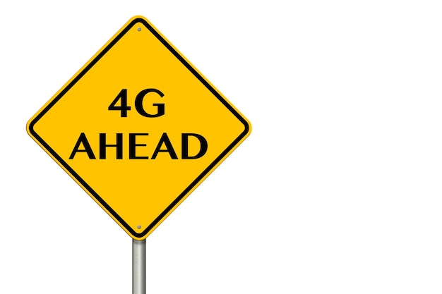 4G Ahead traffic sign on a white background