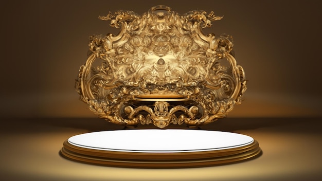Photo 4k golden luxury product podium