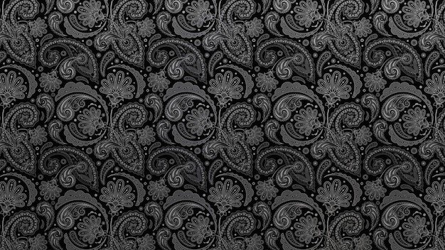 4k high resolution Paisley Black fabric texture wallpaper background realistic 3D rendering 061