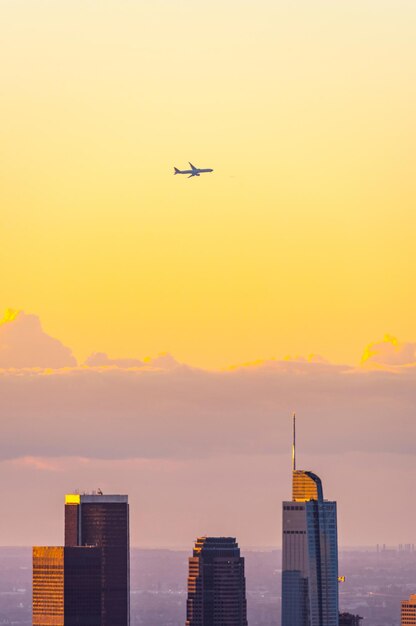 4K Image Los Angeles Downtown Skyline at Twilight Right After Sunset