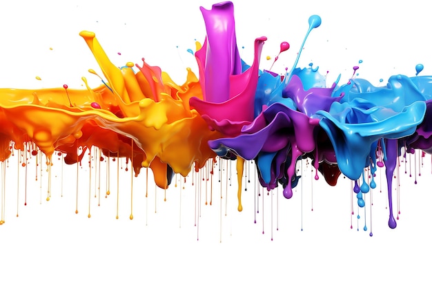 Foto 4k paint 3d splash arcobaleno colorato astratto esplosione liquida su sfondo bianco