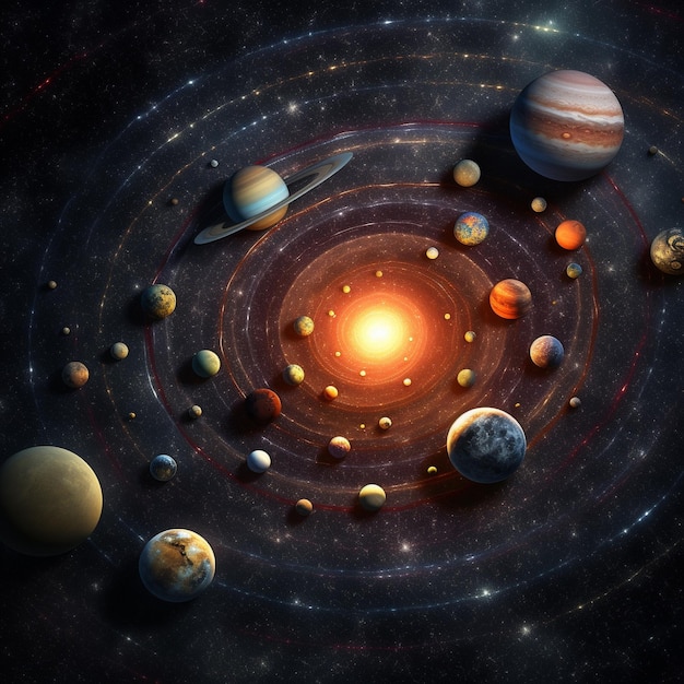 4K リアルな画像 宇宙の太陽系のグラフィック