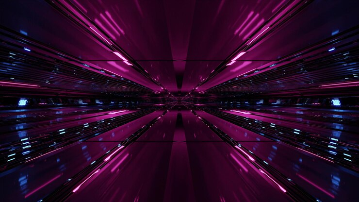 4K UHD 3d illustratie van donkerpaarse tunnel