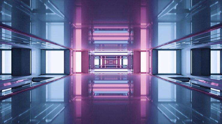 Photo 4k uhd 3d illustration of neon tunnel
