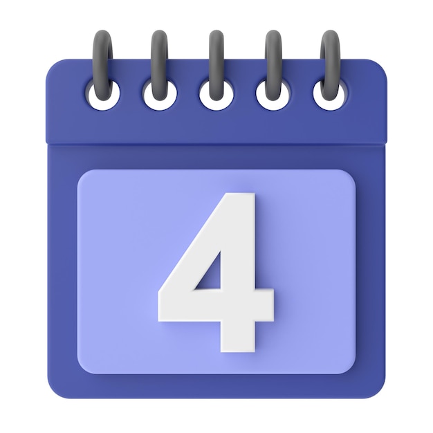 4th Fourth day of month 3D calendar icon