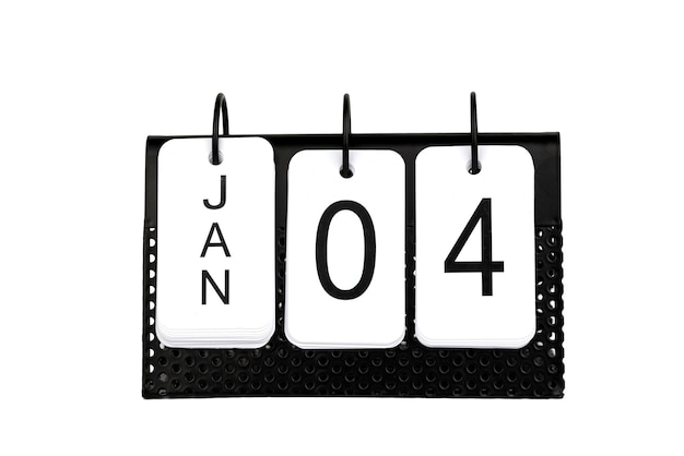 1 月 4 日 - 金属カレンダーの日付