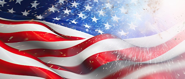 4th of July American flag banner and background