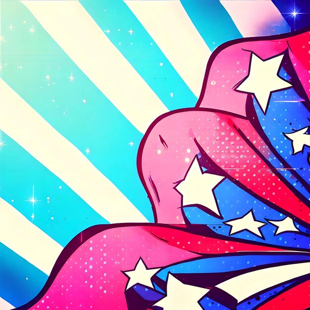 4th of July background concept copy space Stars and strip United States flag Retro comic pop art