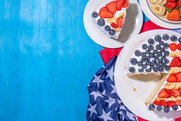 4th of July cake with flag and berries