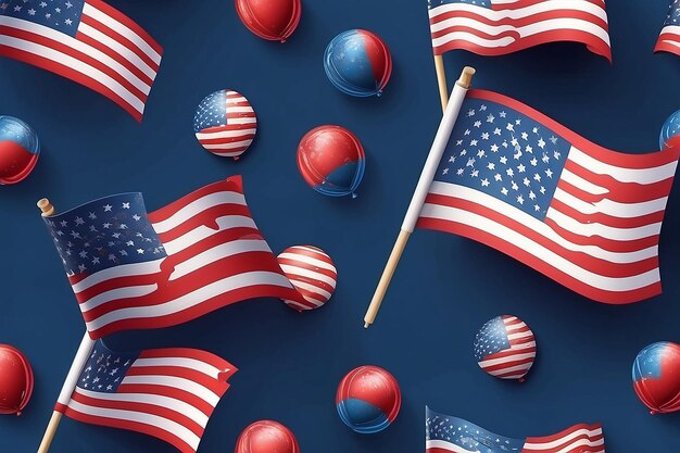 4th of July holiday bannerStylized image of American flag markers USA Independence Day background