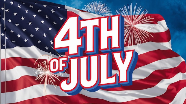 4 июля День независимости флаг США на заднем плане