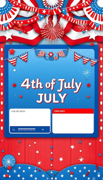 Photo 4th of july layout for a patriotic streamer with red white and bl creative game interfaceue
