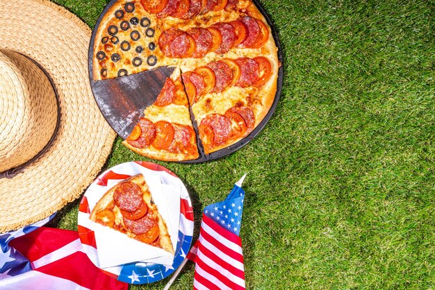 Photo 4th july party holiday usa patriotic pizza