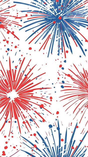 4th of July Patriotic Pattern Red White Blue Fireworks USA Seamless pattern with fireworks