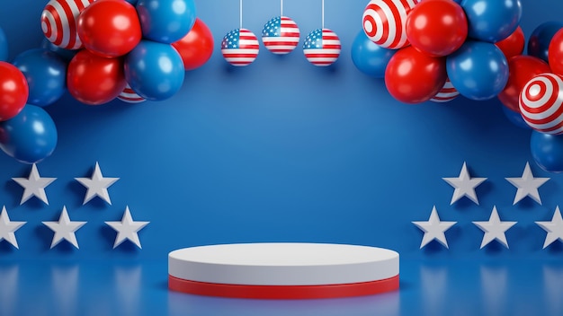 4th of July podium independence day background 3d rendering