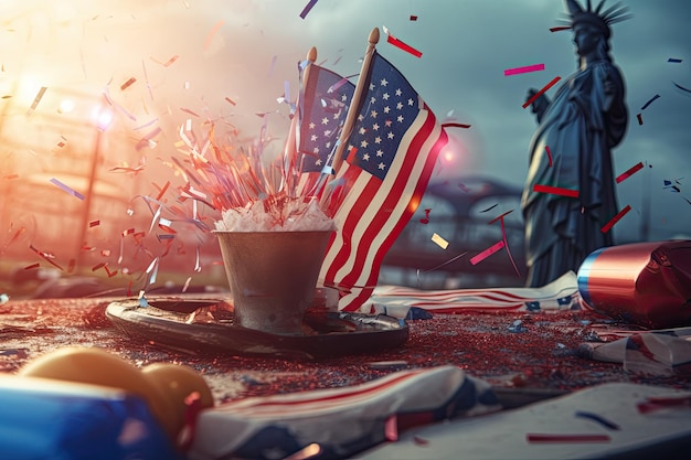 4th of July USA Independence day celebration poster concept Generative AI