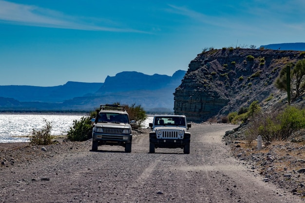 4x4 offroad in baja california landscape panorama desert road