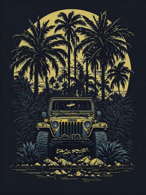 4x4 offroad Jeep for Tshirt logo Design