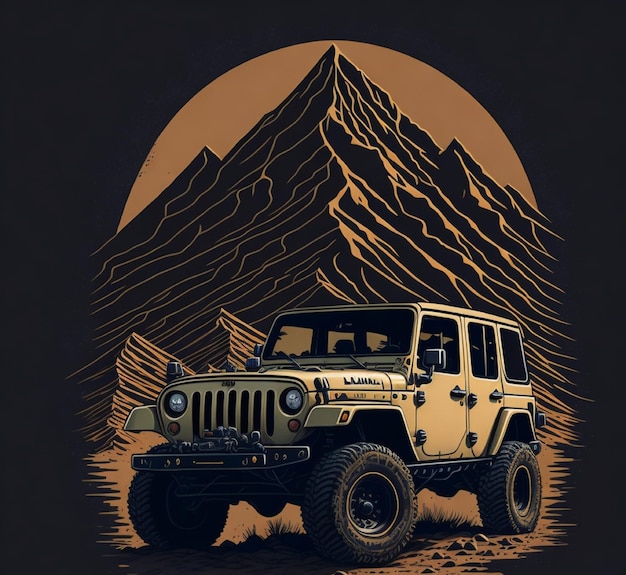 4x4 offroad Jeep for Tshirt logo Design