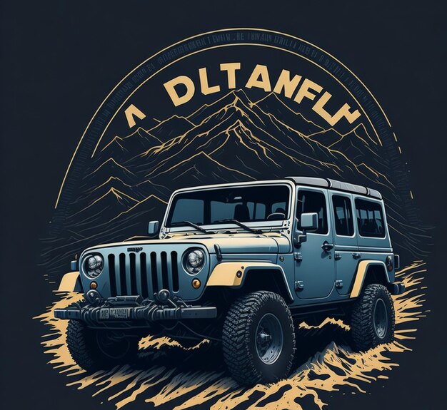 4x4 offroad-jeep voor tshirt-logo-ontwerp