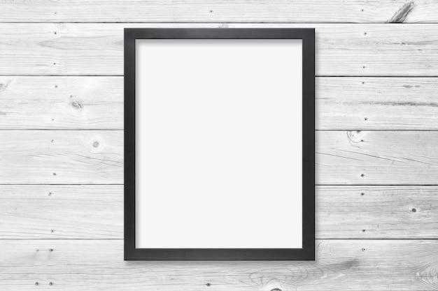 4x5 Ratio Black Frame Art Mockup on Wood Wall