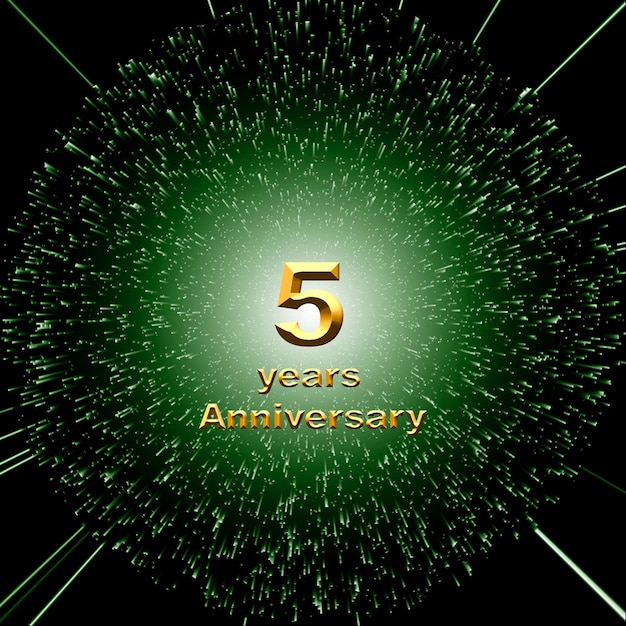 5 anniversary golden numbers on a festive background poster or card