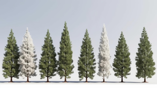 5 Different White Pine Trees in a Row An Elegant and Stylish Landscape Scene