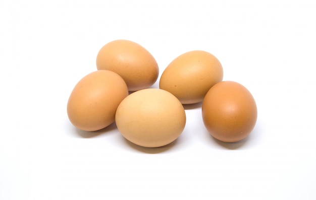 5 Egg isolated studio shot with clipping path on white