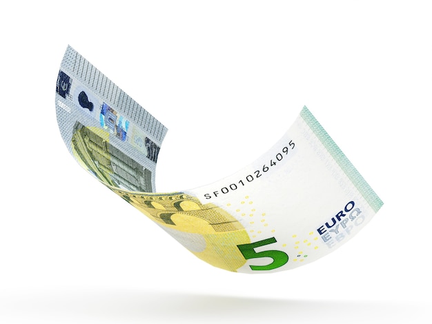 Photo 5 euro banknote curled