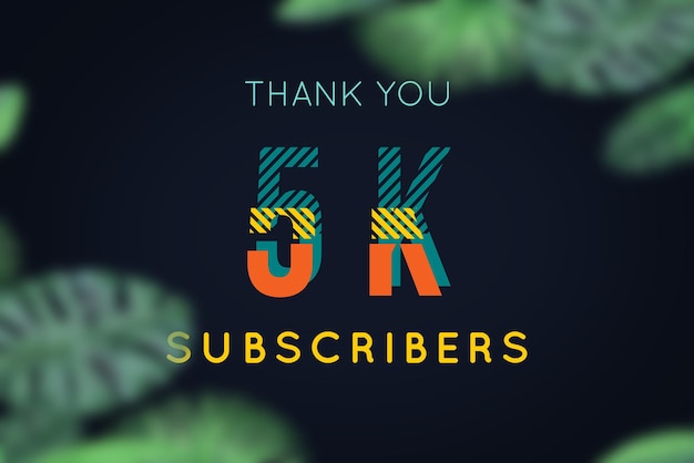 5 K subscribers celebration greeting banner with strips design