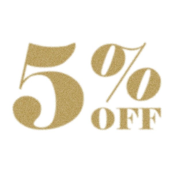 5 Percent Discount Offers Tag with Gold Dust Style Design