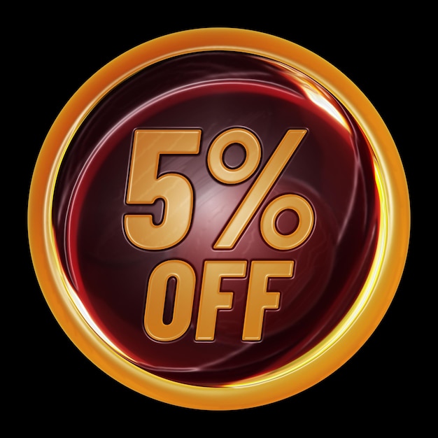 5 percent off on round sign for discount promotion offer and sale concept