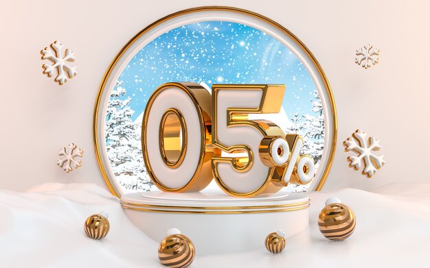 5 procent winter speciale aanbieding korting achtergrond voor sociale media Promotie poster 3D-rendering