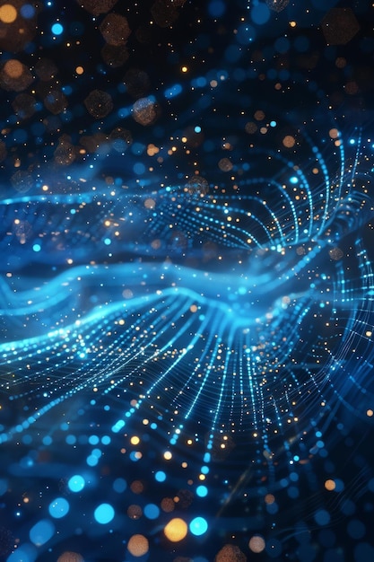 5 Scifi 3D-illustratie van lichtgevende deeltjespaden in virtuele realiteit