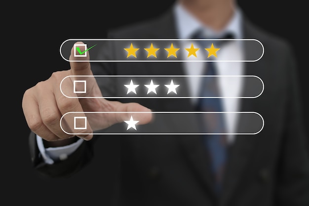 5 star feedback rating concept for customer satisfaction