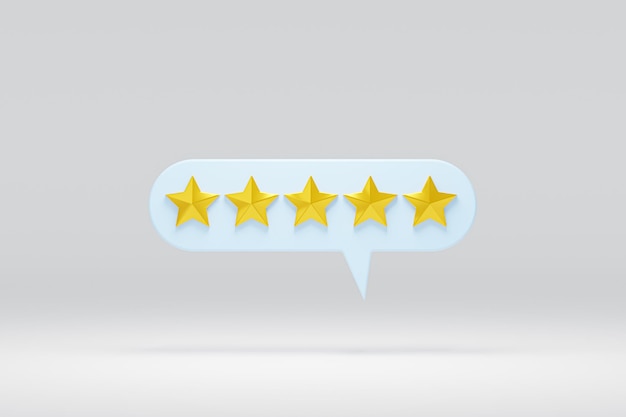 5 star in speech bubble customer service rate feedback rating
speech bubble with gold stars concept of setting five star customer
rating feedback concept 3d rendering