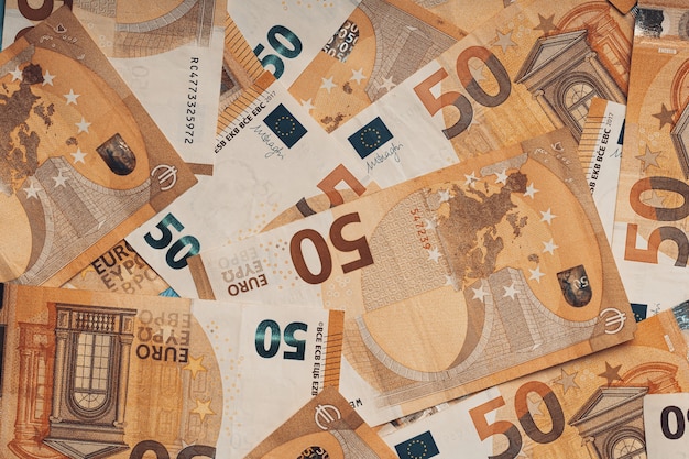 Photo 50 euro banknotes background